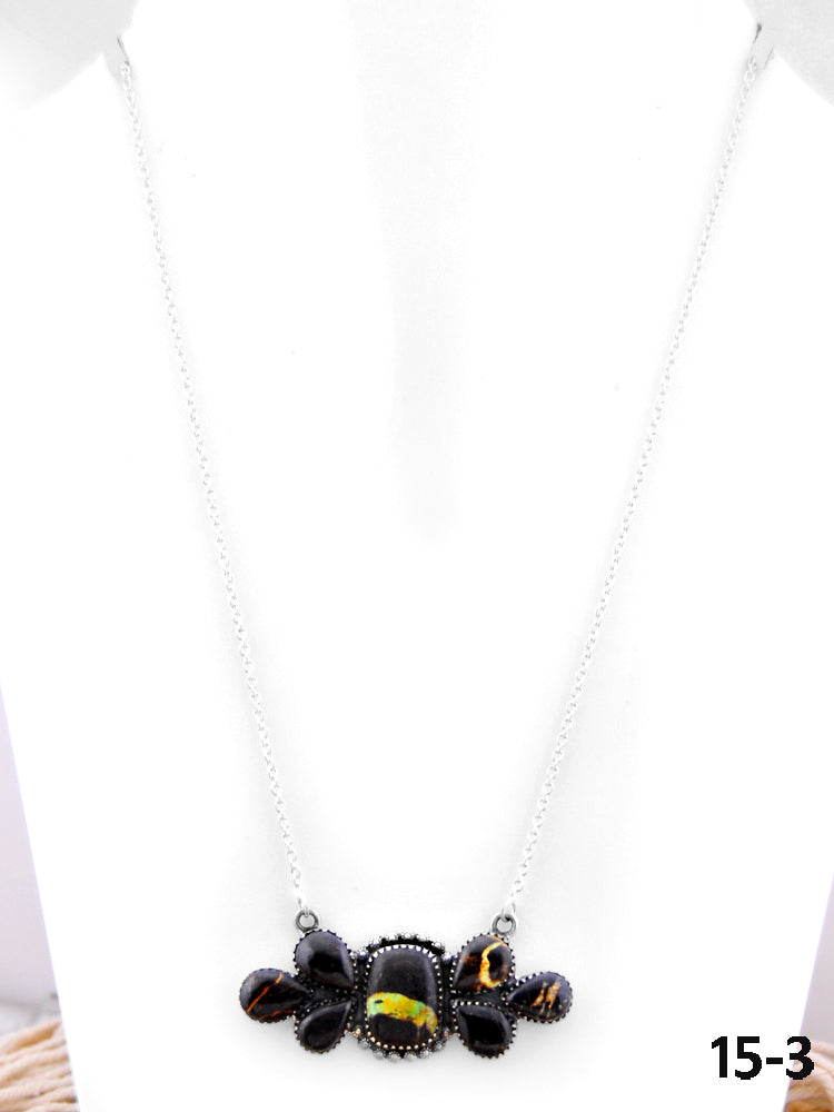 Southwest Handmade Black Jack & Sterling Silver Necklace