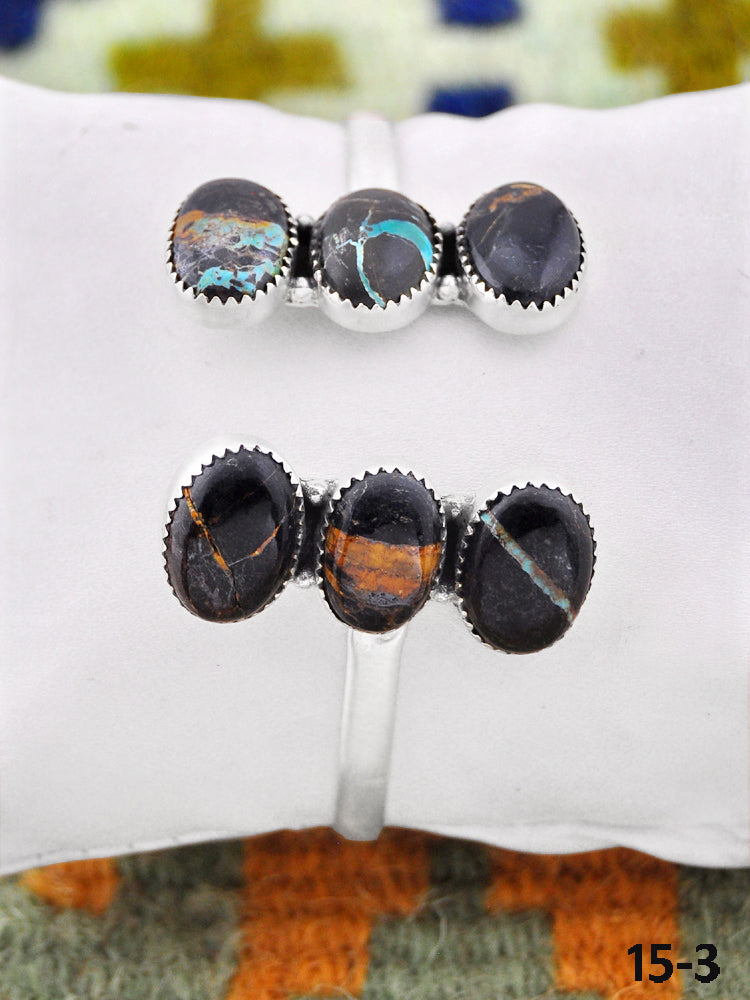 Southwest Handmade Black Jack Turquoise & Sterling Silver Cuff Bracelet