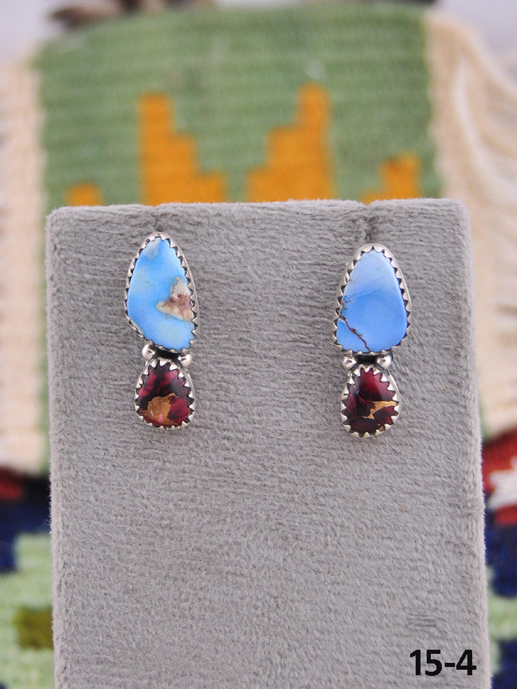 Southwest Made Multi Stone & Sterling Silver Post Earrings