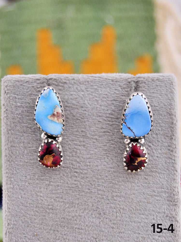 Southwest Made Multi Stone & Sterling Silver Post Earrings