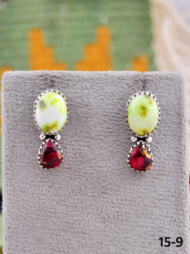 Southwest Made Multi Stone & Sterling Silver Post Earrings