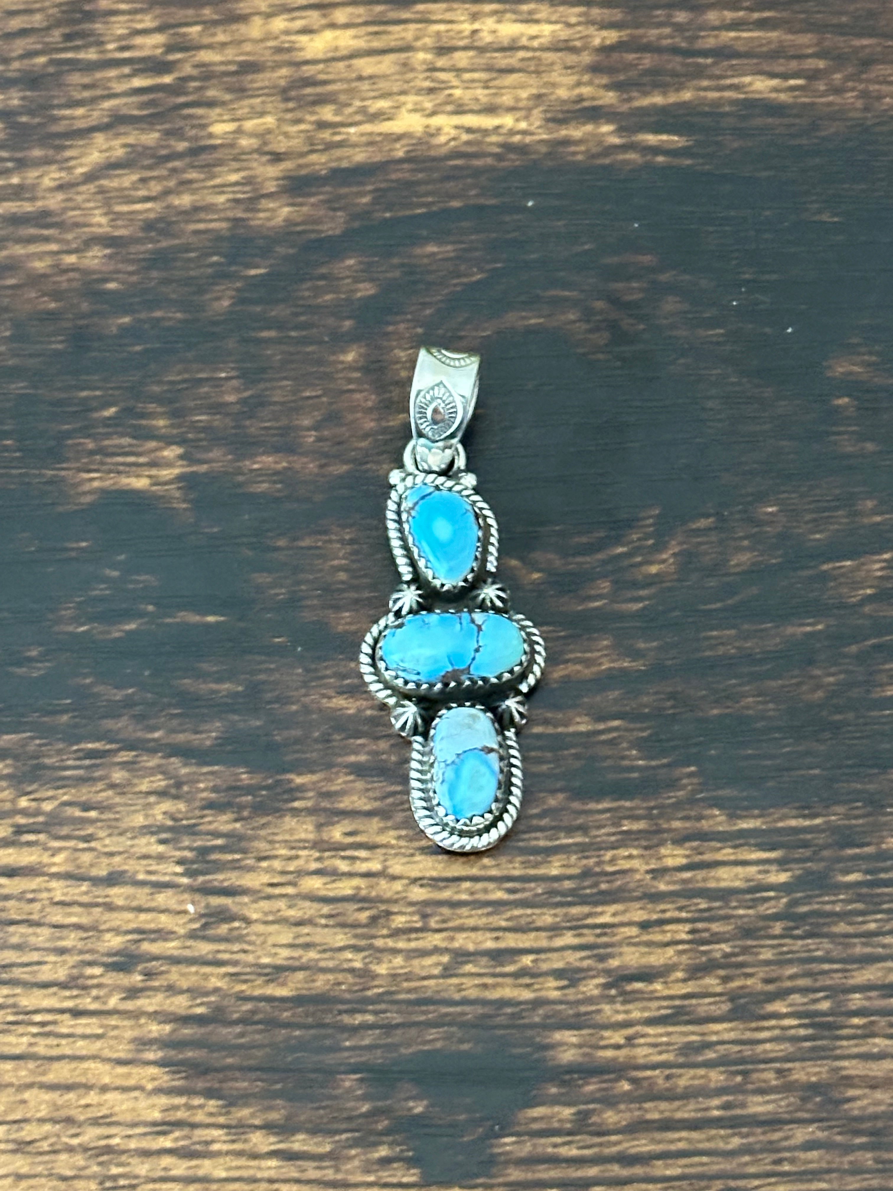 Southwest Handmade Golden Hills Turquoise & Sterling Silver Pendant