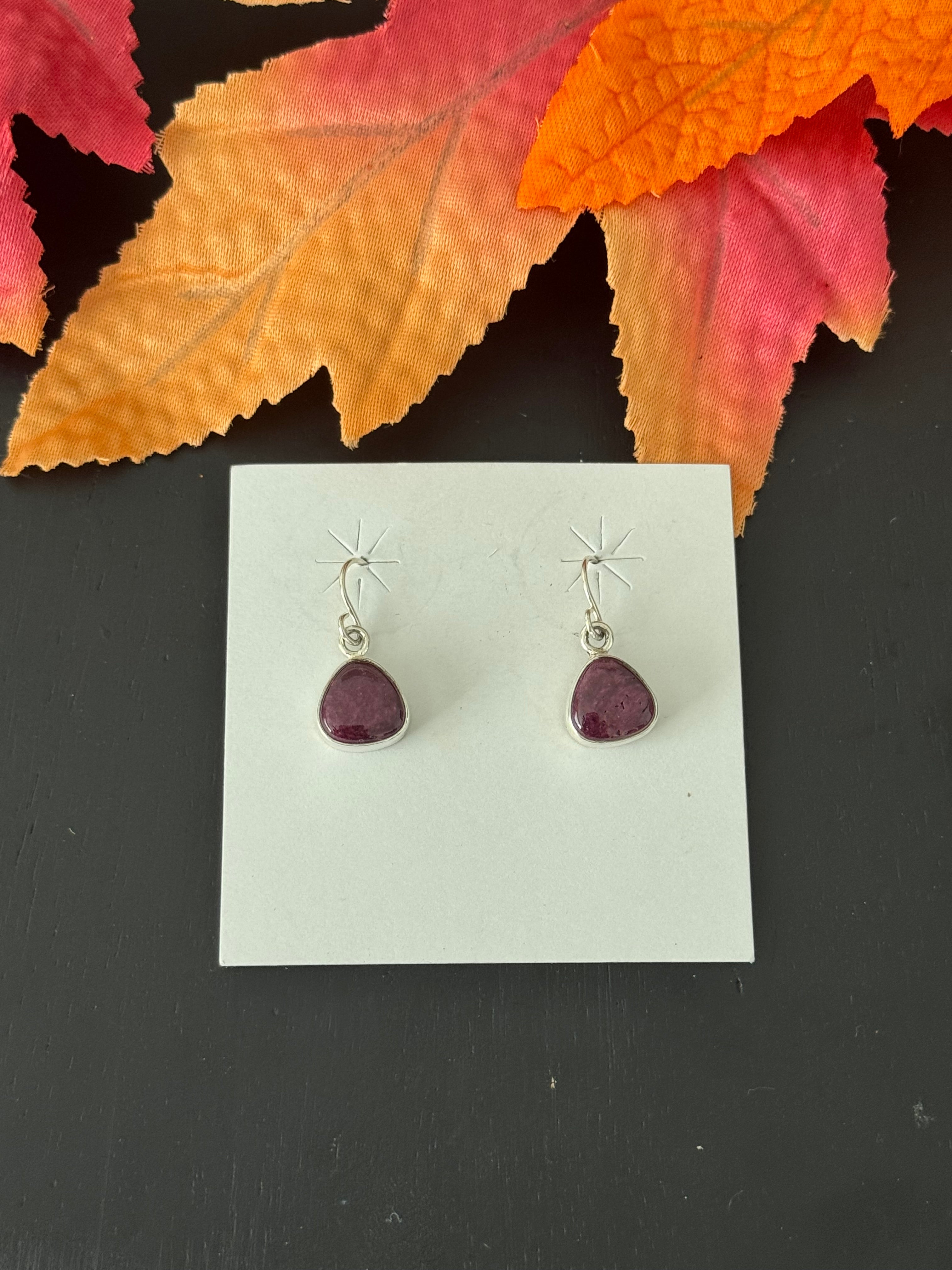 Shirley Henry Purple Spiny Oyster & Sterling Silver Dangle Earrings