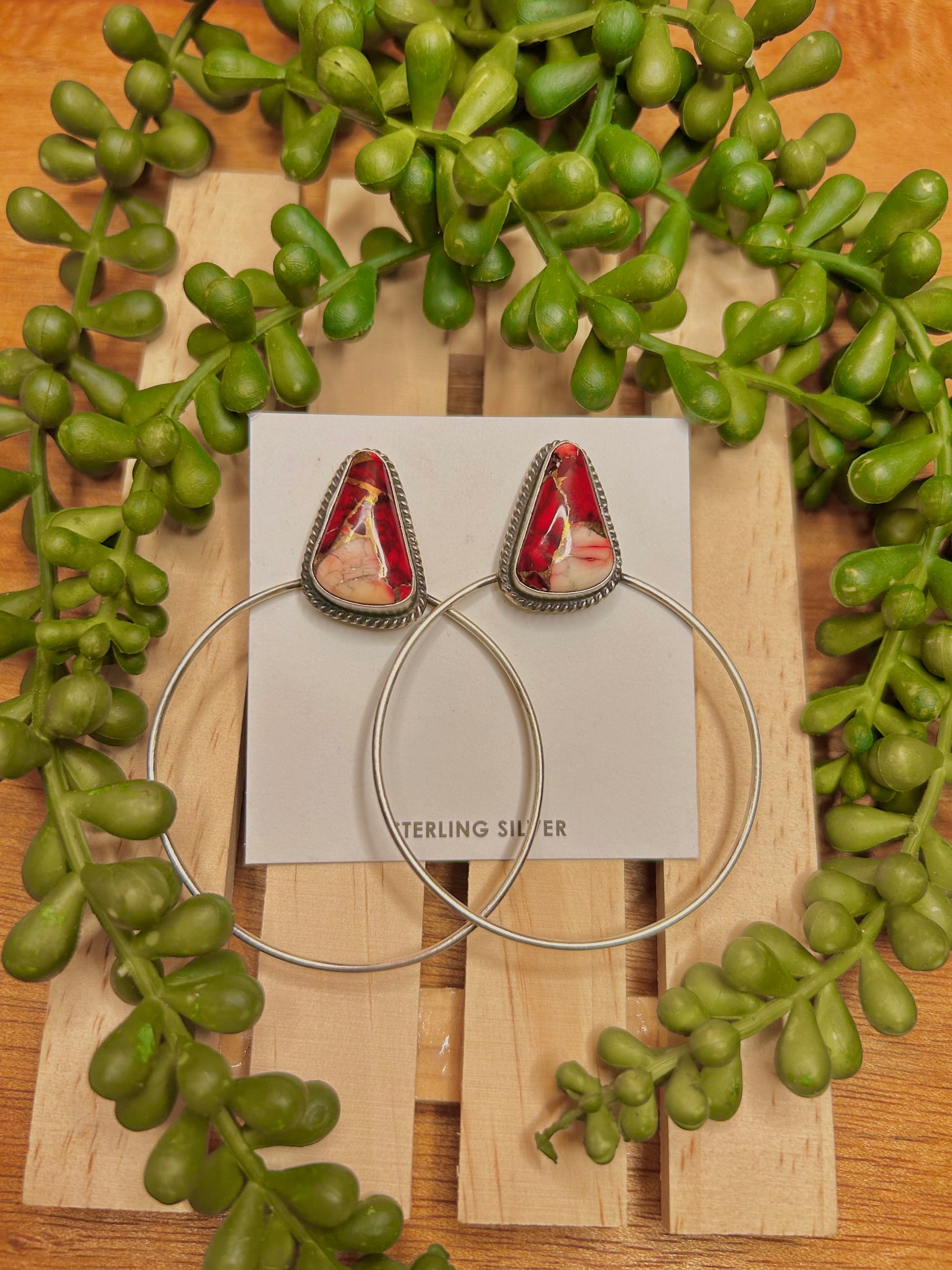 Elouise Kee Navajo Made Dahlia Rose & Sterling Silver Post Earrings