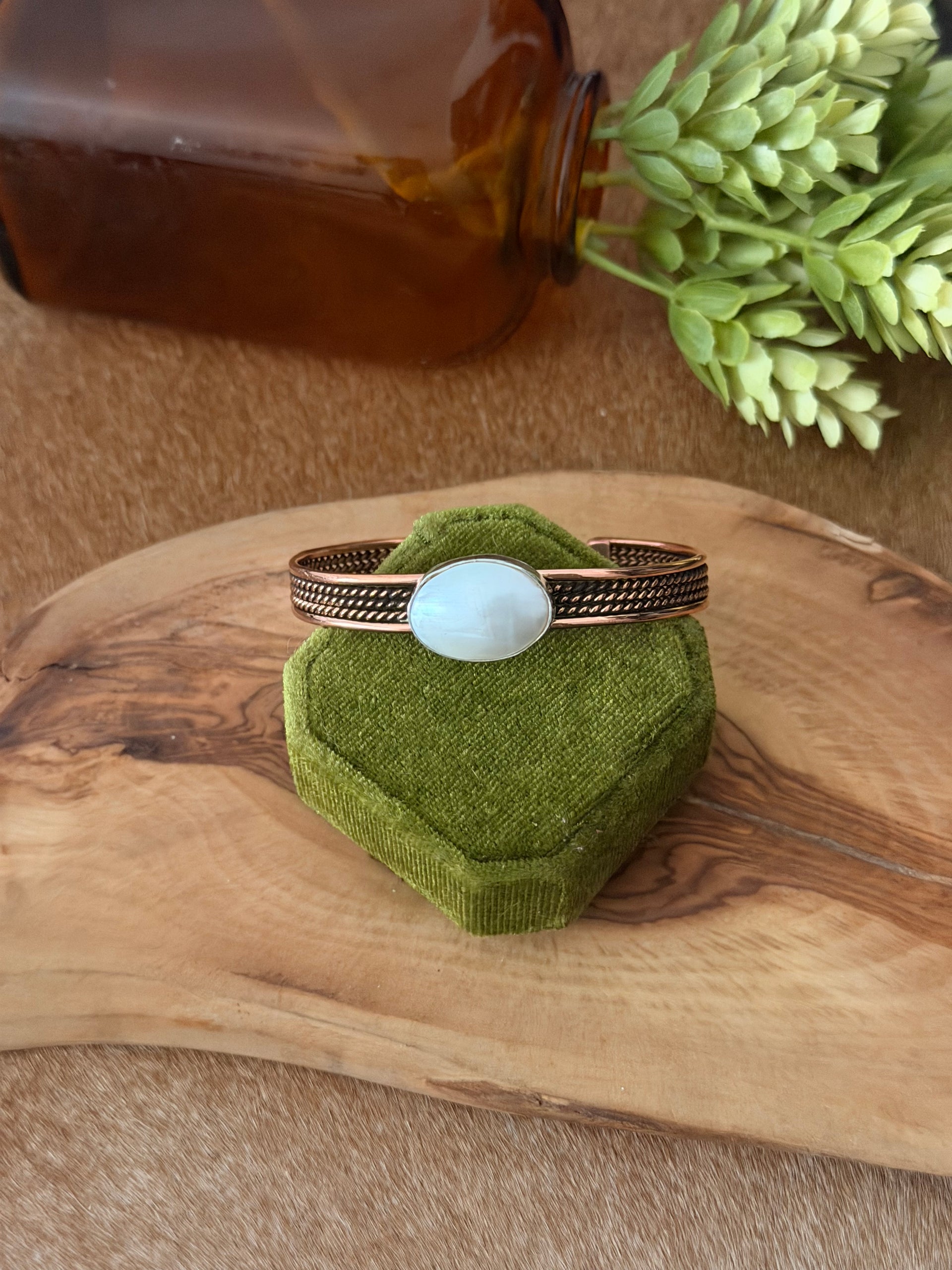 Navajo Made Fresh Water Pearl & Copper Cuff Bracelet