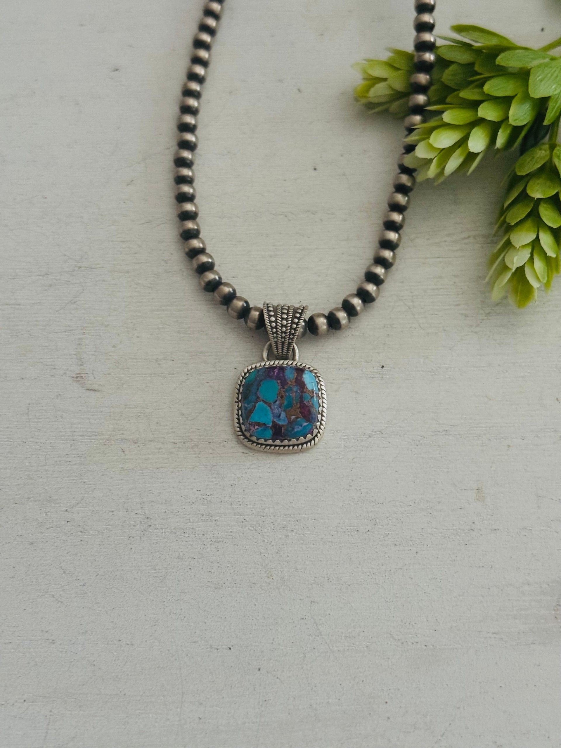 Southwest Made Mohave Turquoise & Sterling Silver Pendant