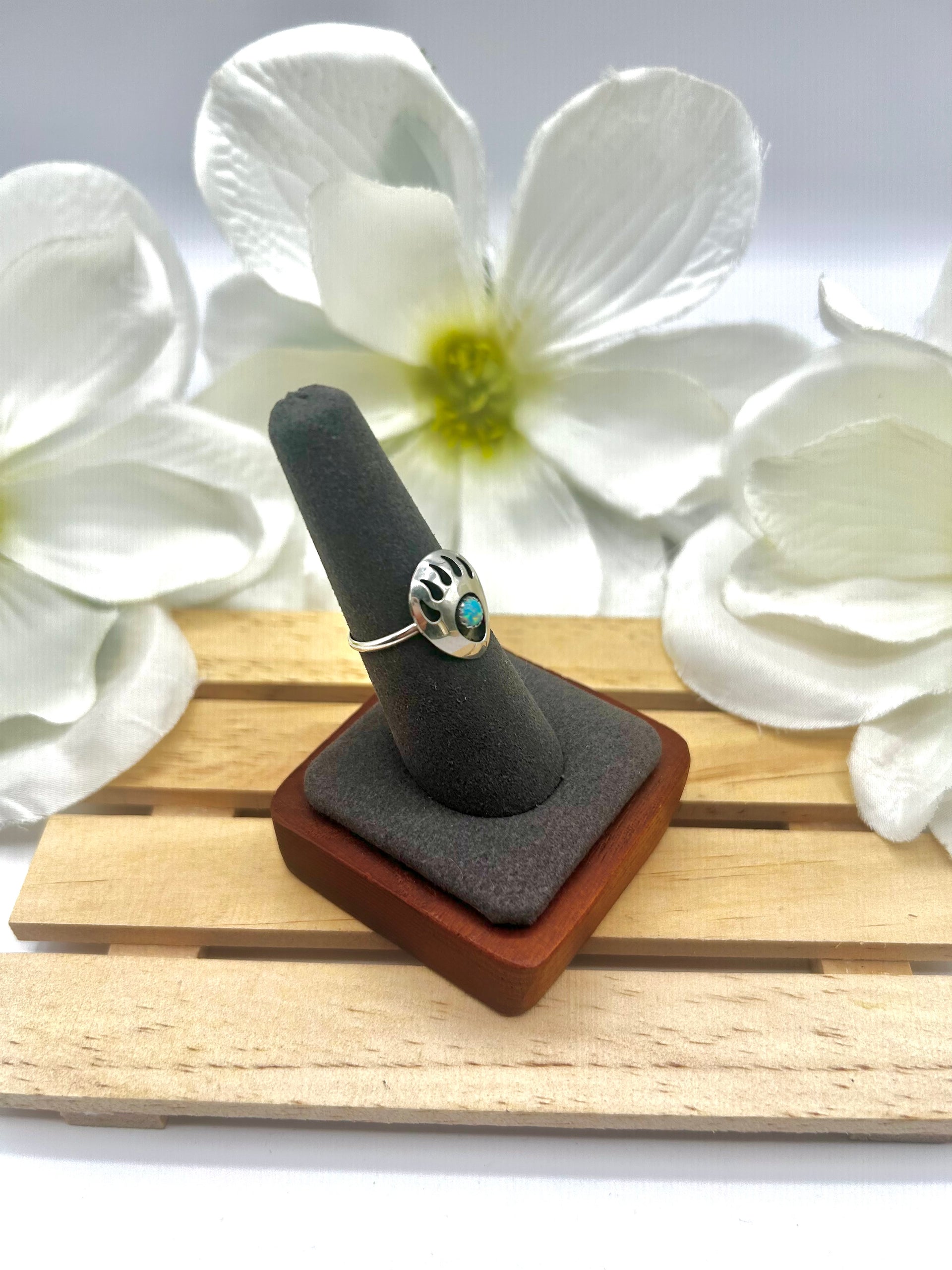 Navajo Made Opal & Sterling Silver Ring Size 7.25