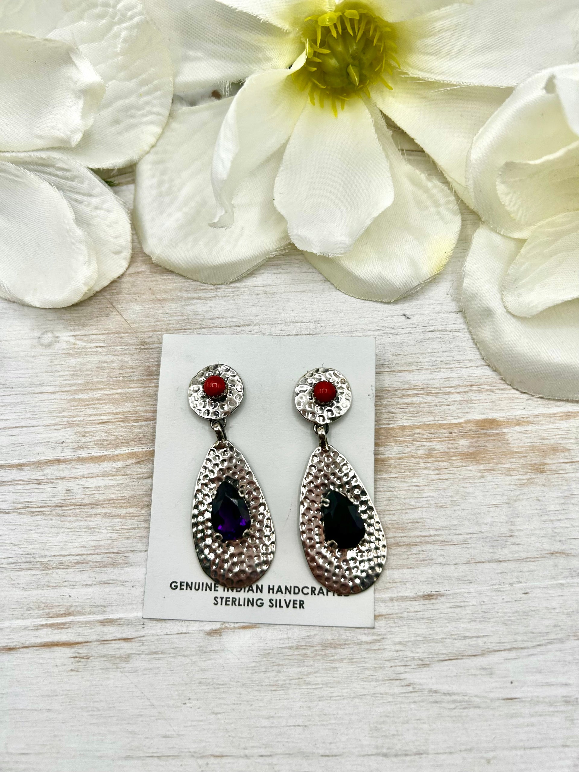 Robert Shakey Multi Stone  & Sterling Silver Post Earrings