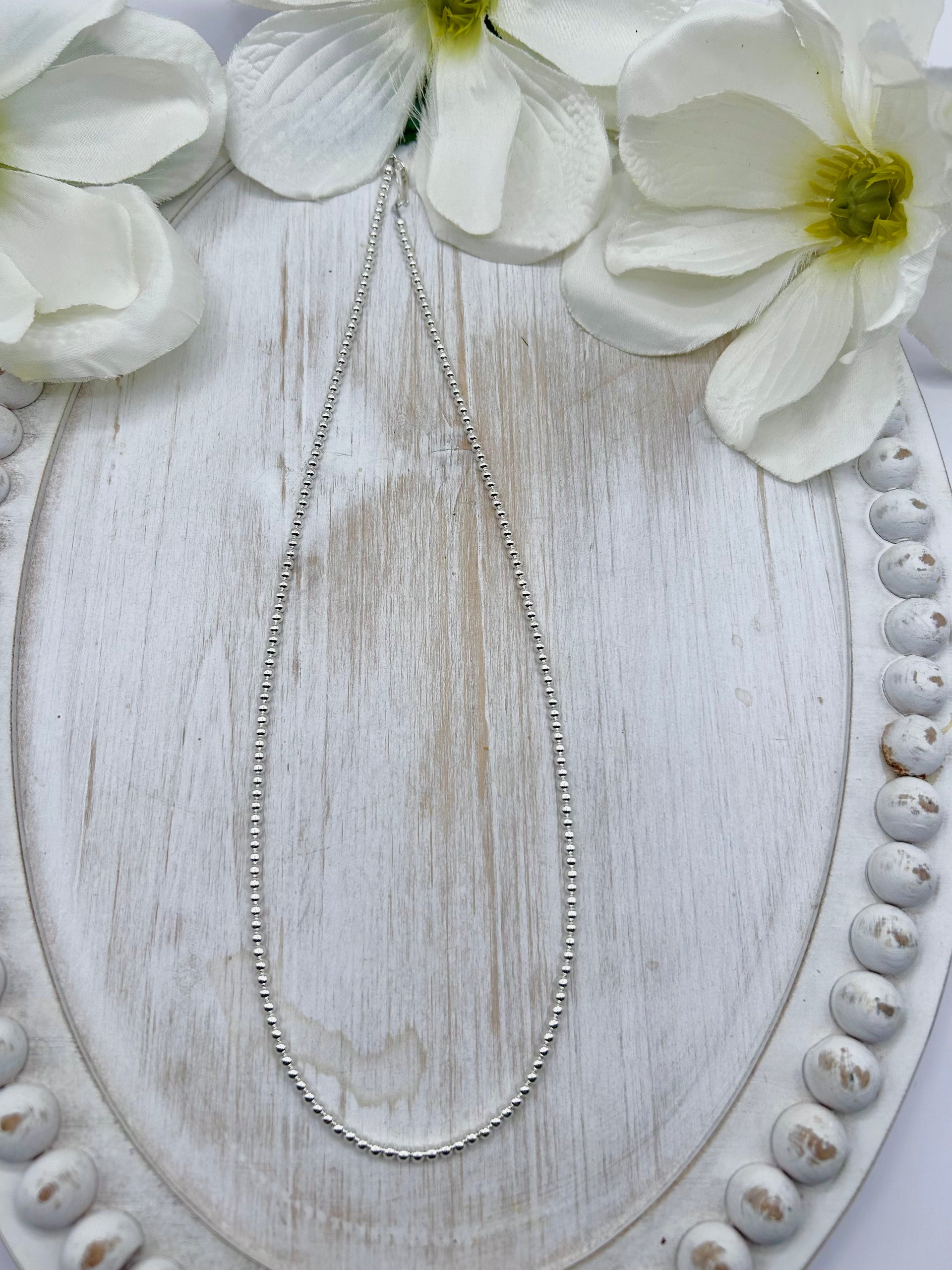 Navajo Made Strung 3 MM Sterling Silver Necklace