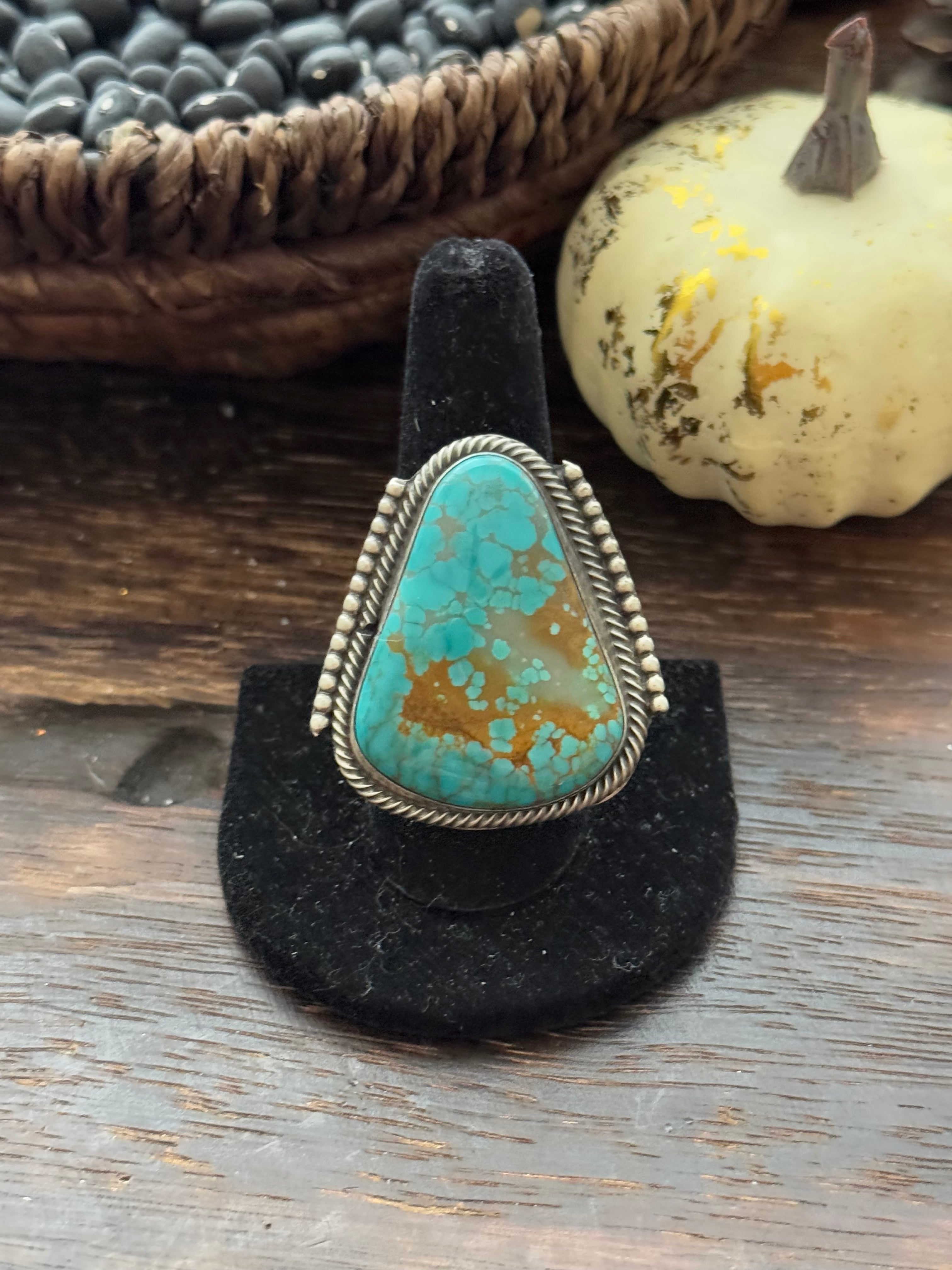 Sheila Becenti Pilot Mountain Turquoise Sterling Silver Adjustable Ring