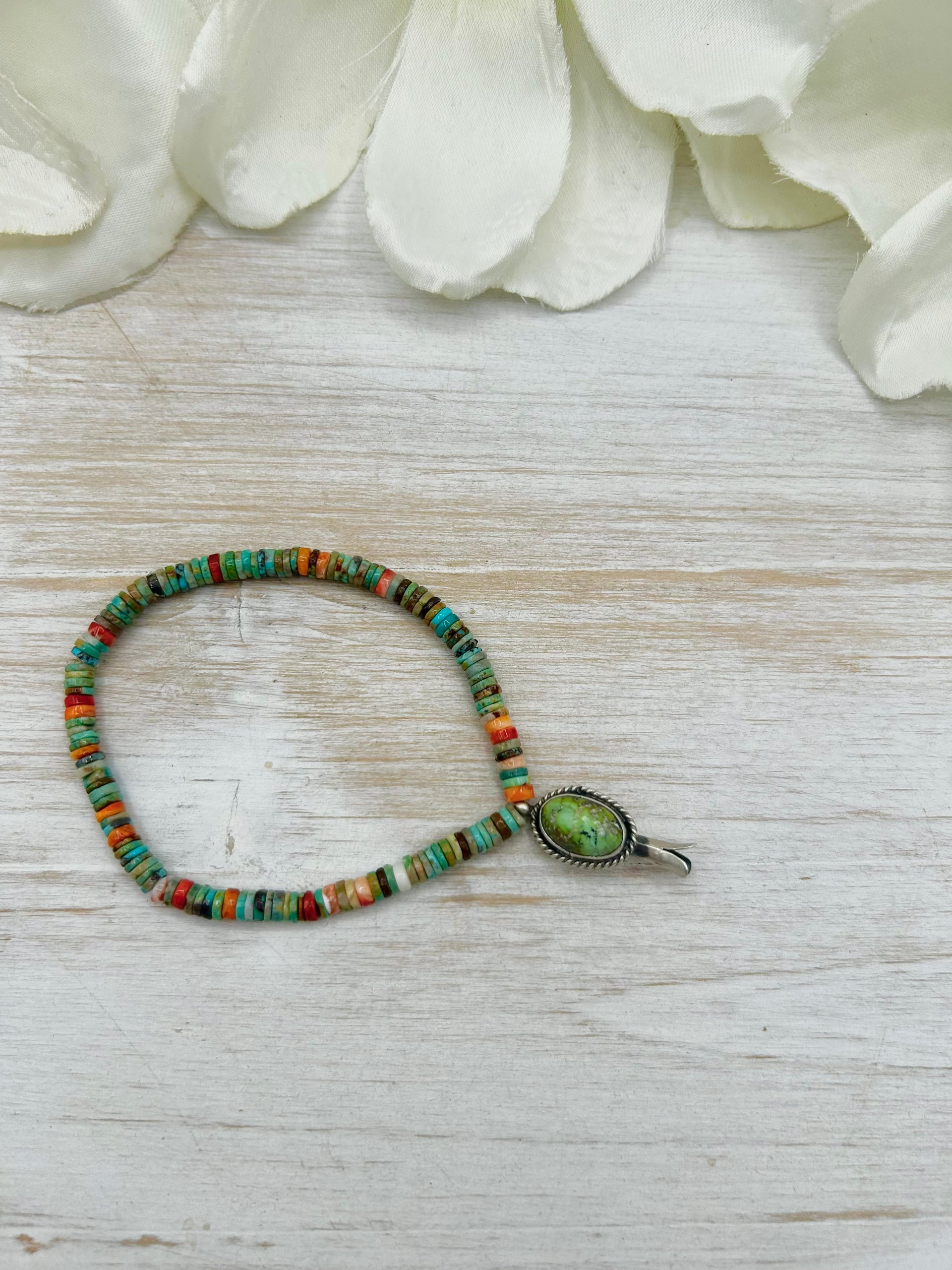George Rios Multi Stone & Sterling Silver Stretchy Bracelet