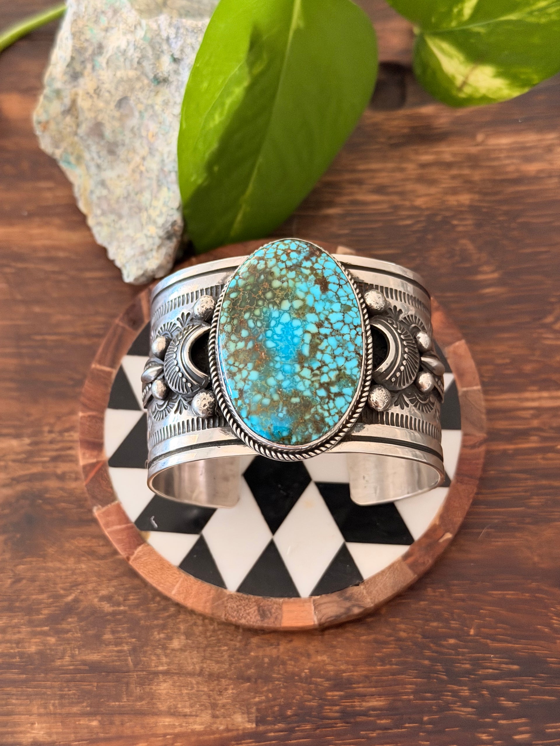 Navajo Made High Grade Kingman & Sterling Cuff Bracelet