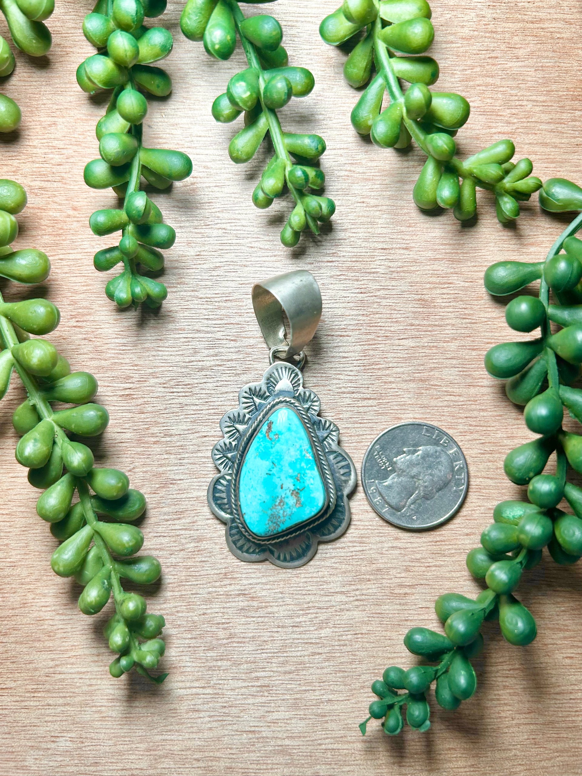 Navajo Made Royston Turquoise & Sterling Silver Pendant