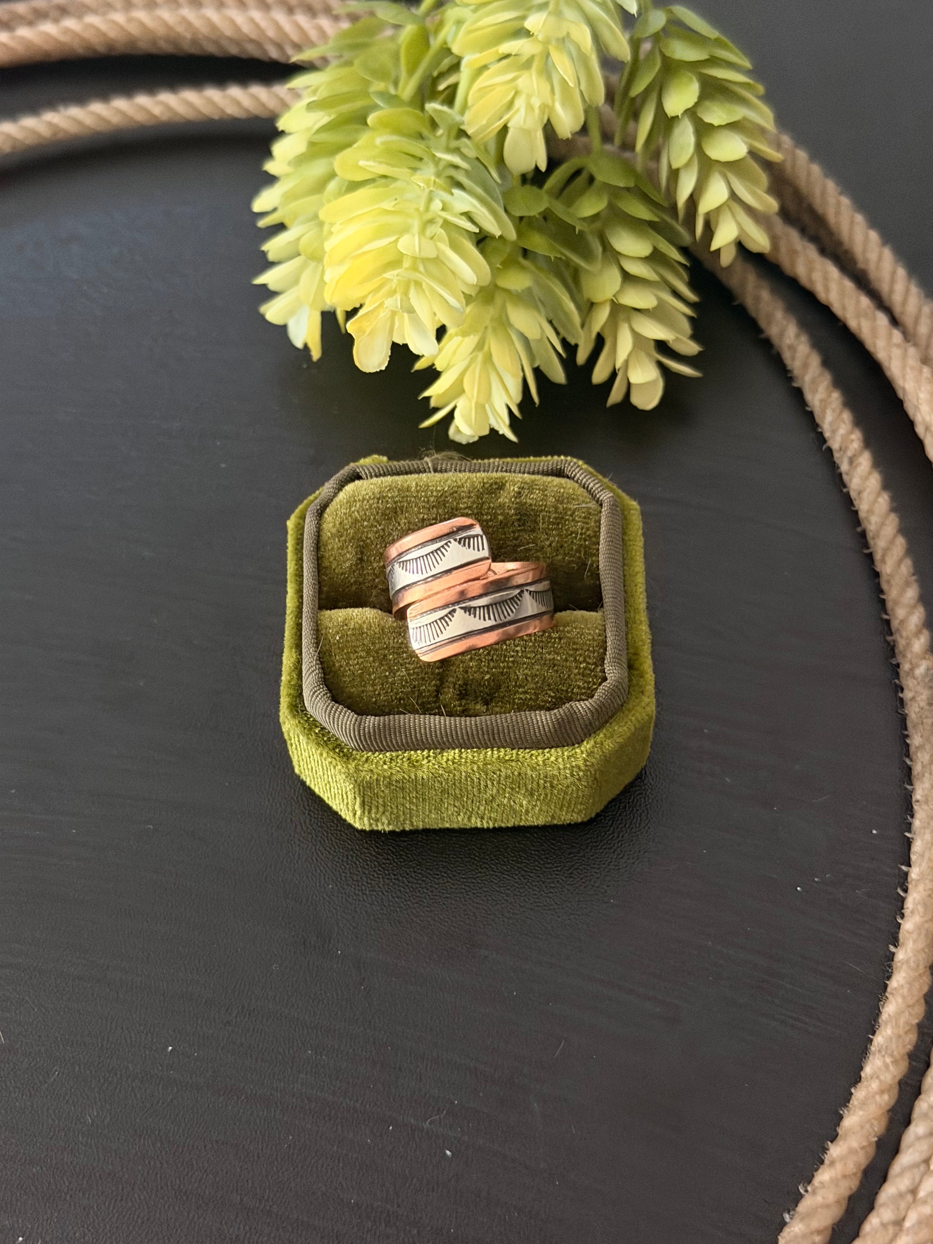 Navajo Made Copper & Sterling Silver Adjustable Ring