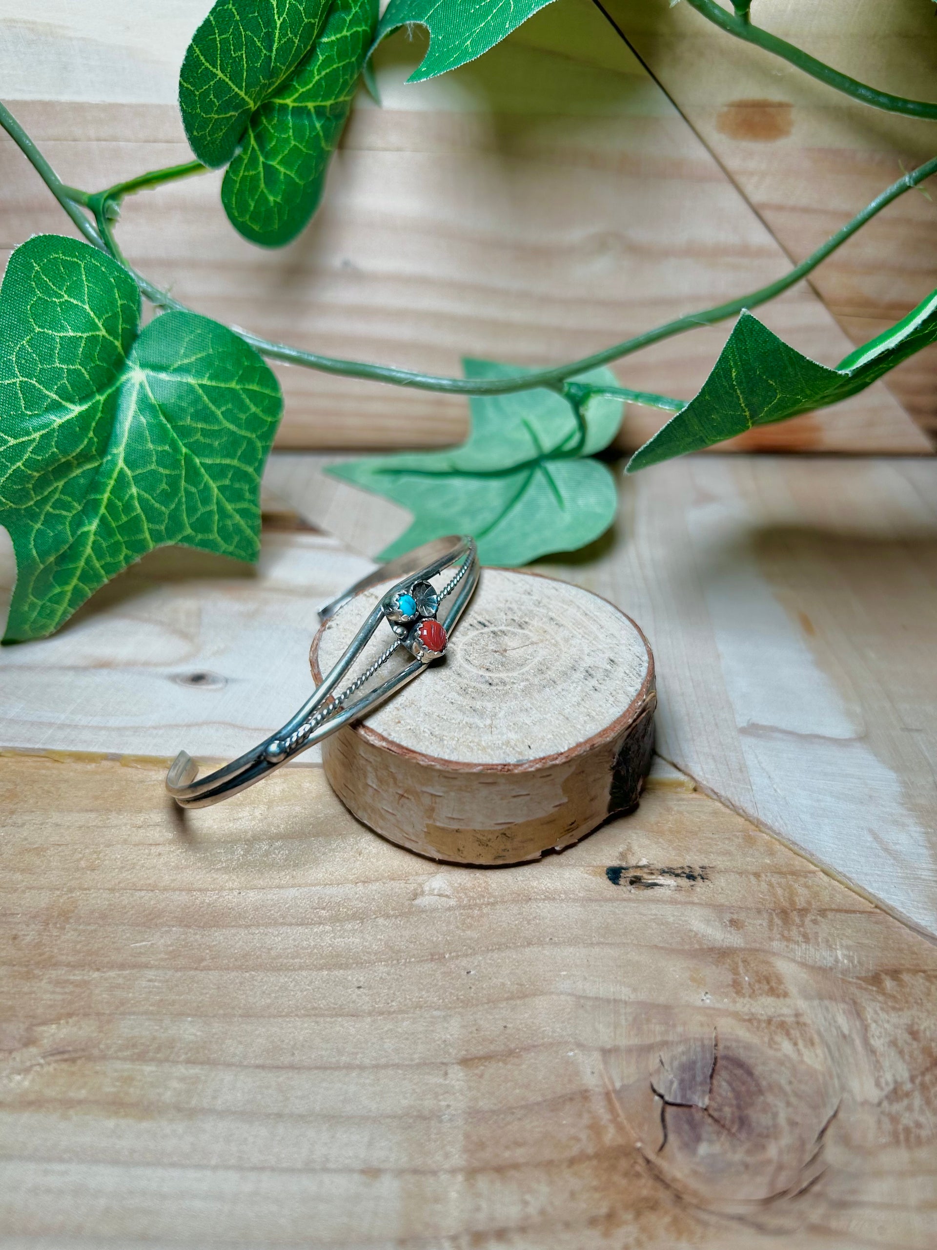 Navajo Made Multi Stone & Sterling Silver Cuff Bracelet