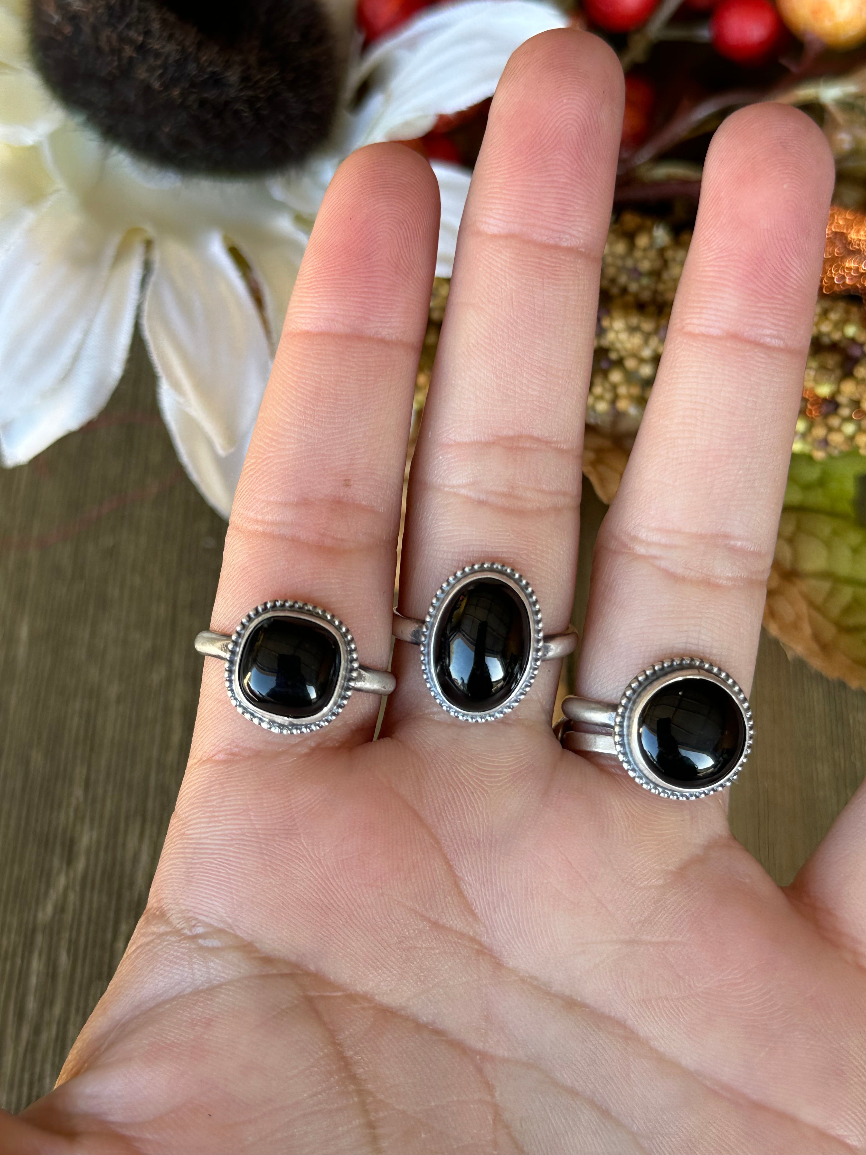 Navajo Made Onyx & Sterling Silver Ring