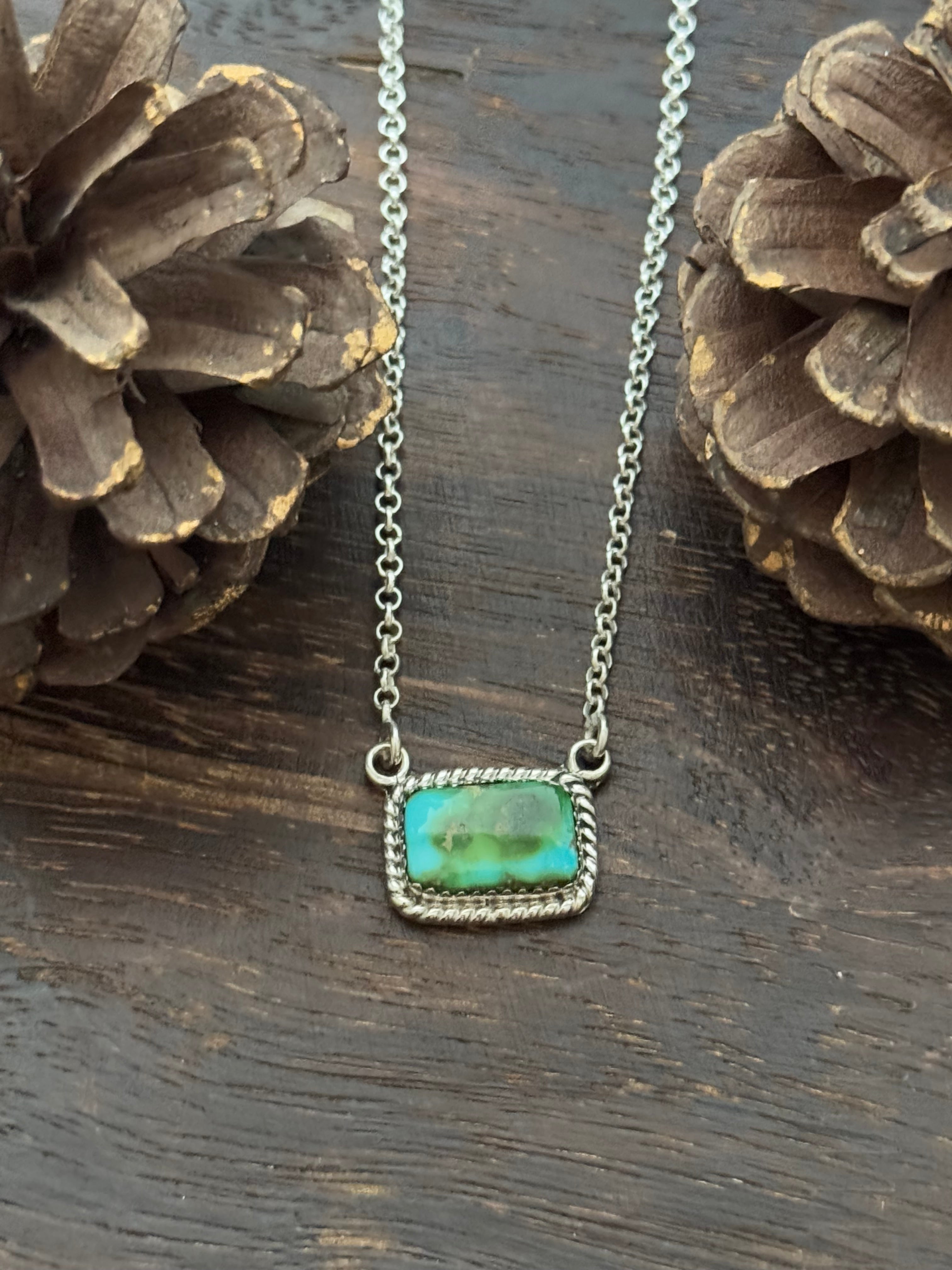 Southwest Sonoran Mountain Turquoise & Sterling Silver Bar Necklace