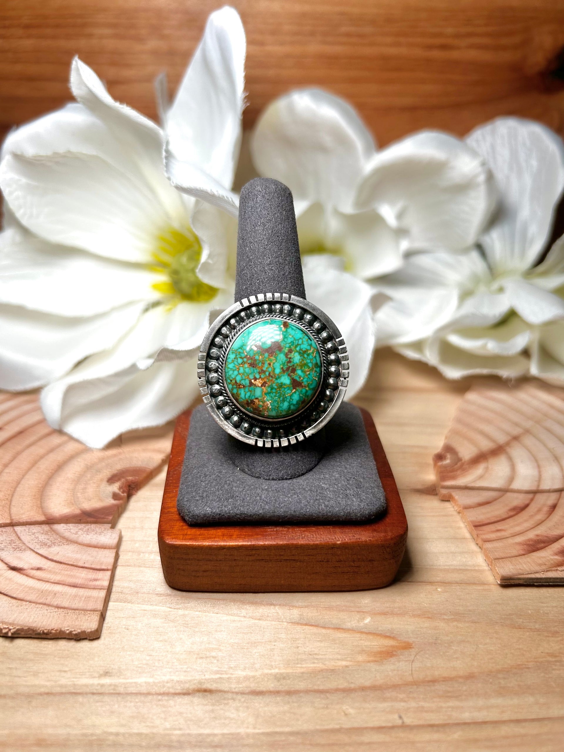 Navajo Made Royston Turquoise & Sterling Silver Ring Size 9.75