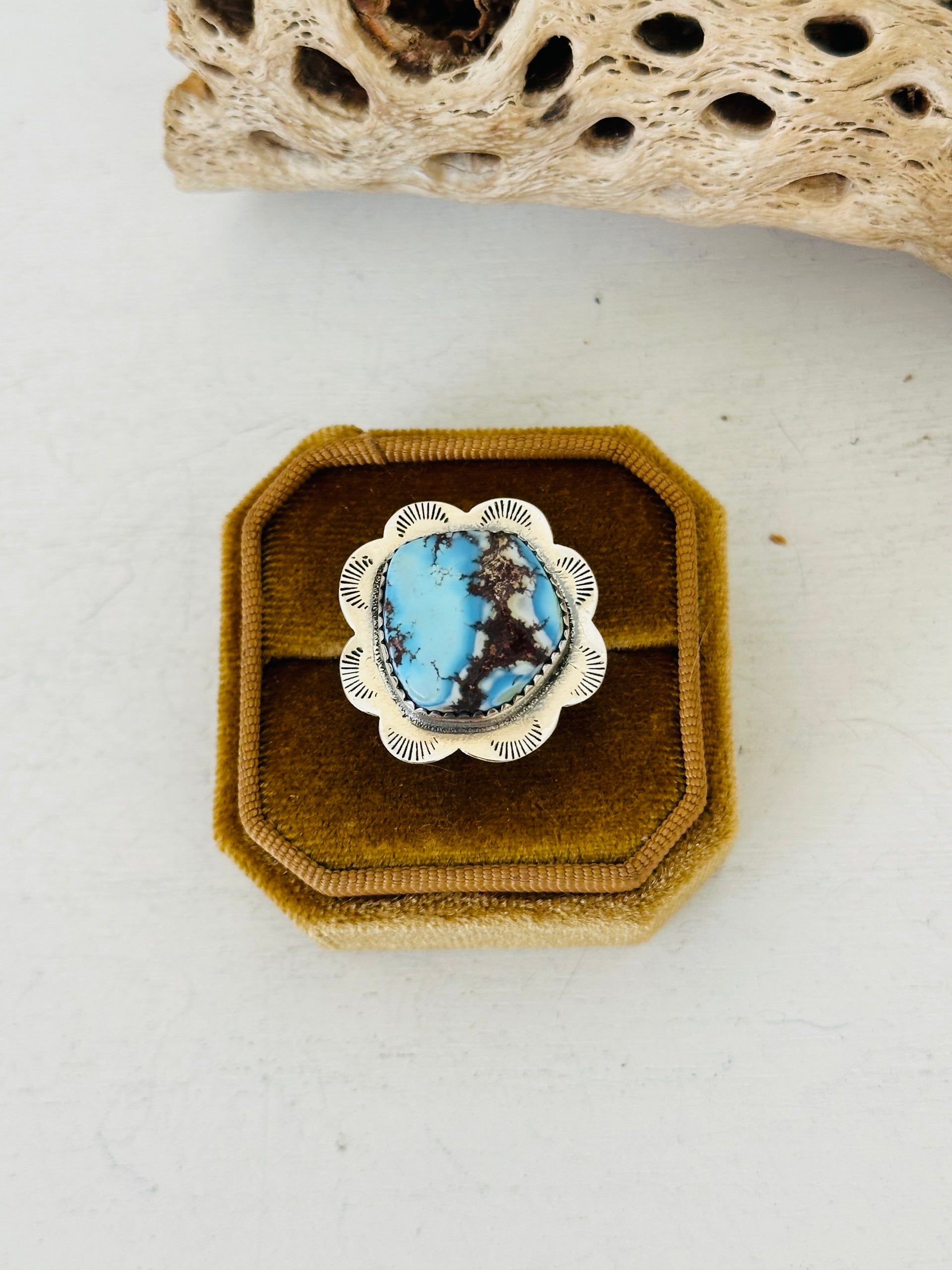 Southwest Handmade Golden Hills Turquoise & Sterling Silver Adjustable Ring