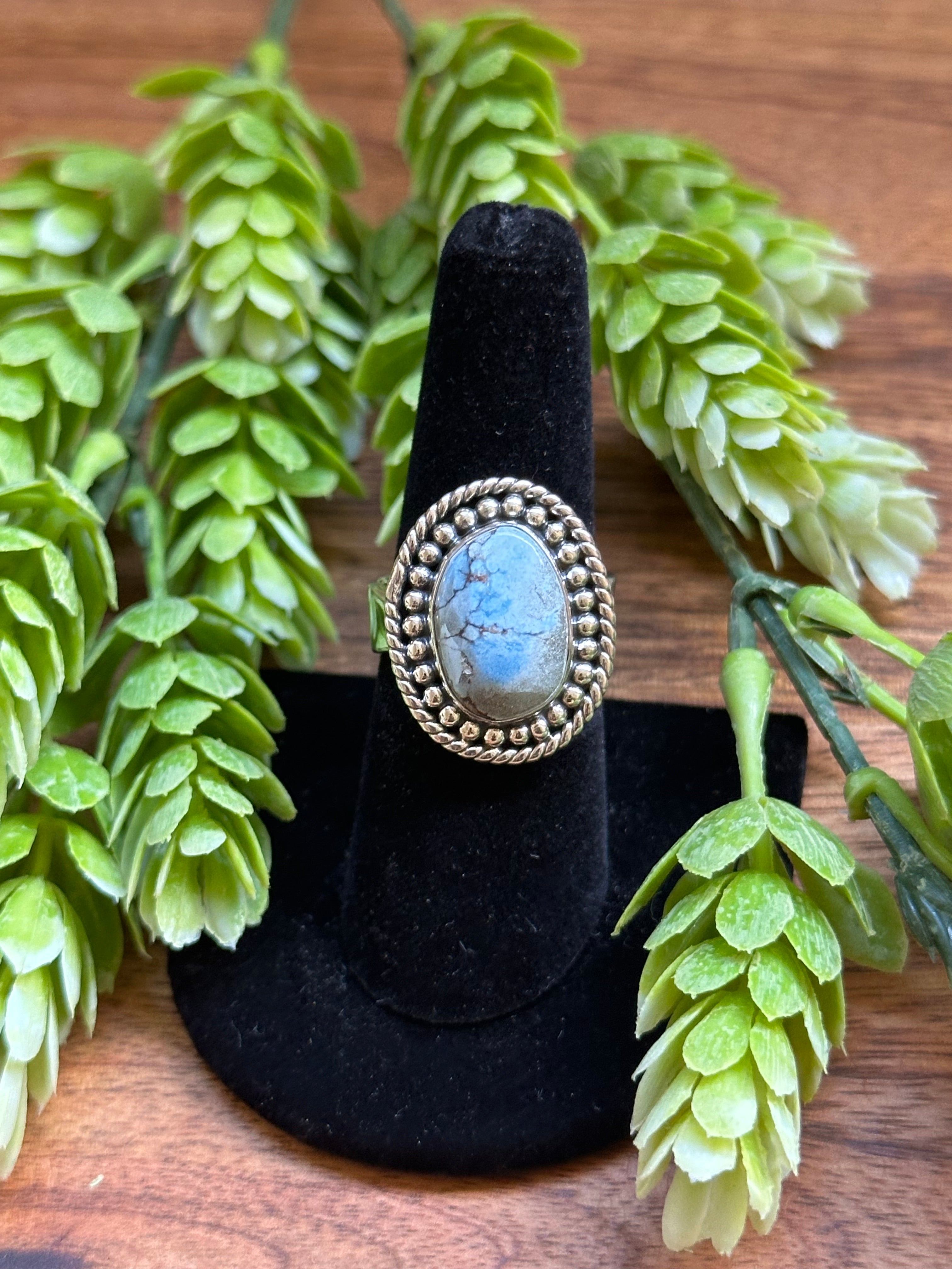 Southwest Handmade Golden Hills Turquoise & Sterling Silver Adjustable Ring