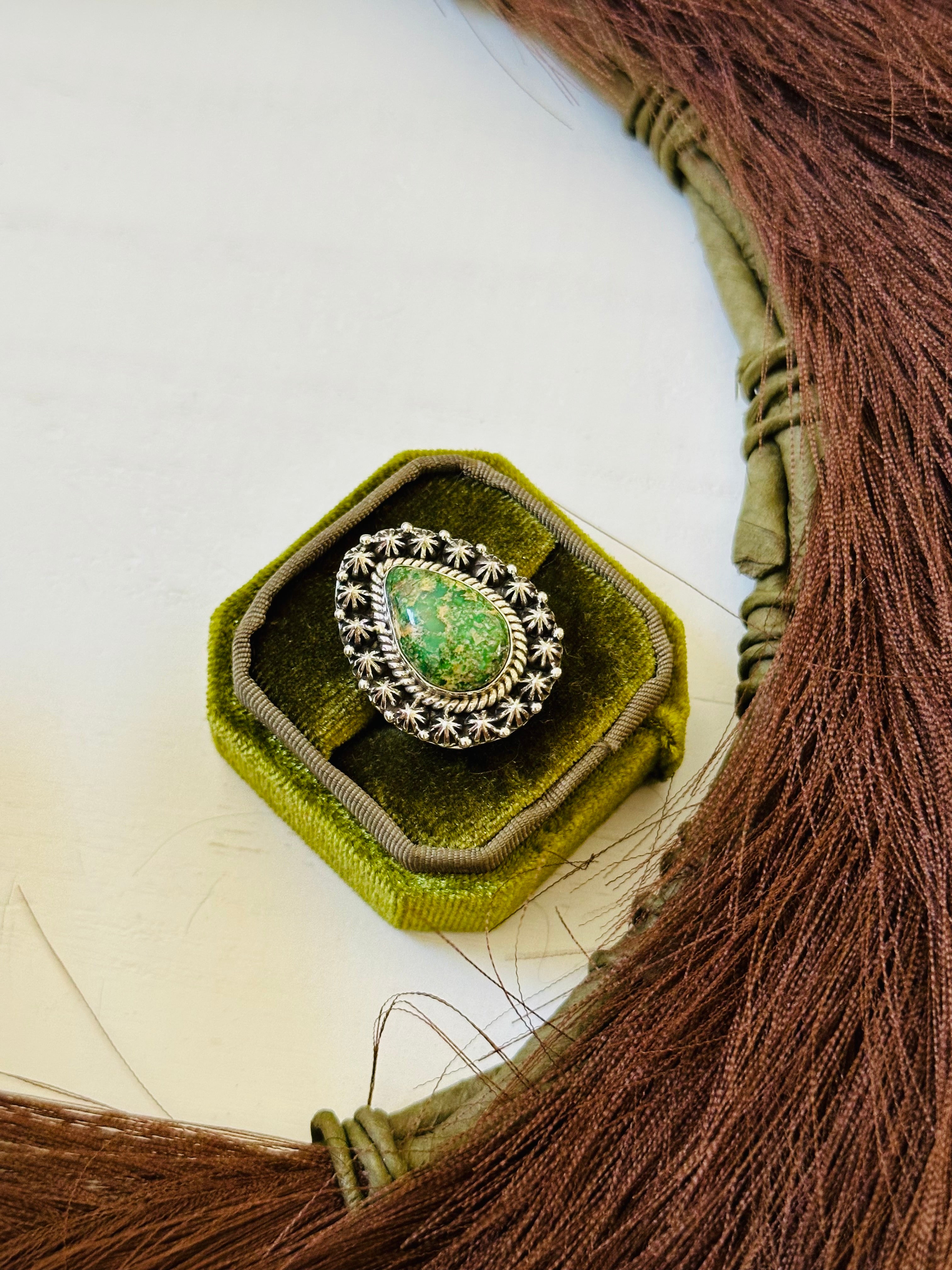 Southwest Handmade Sonoran Mountain Turquoise & Sterling Silver Ring Size 7