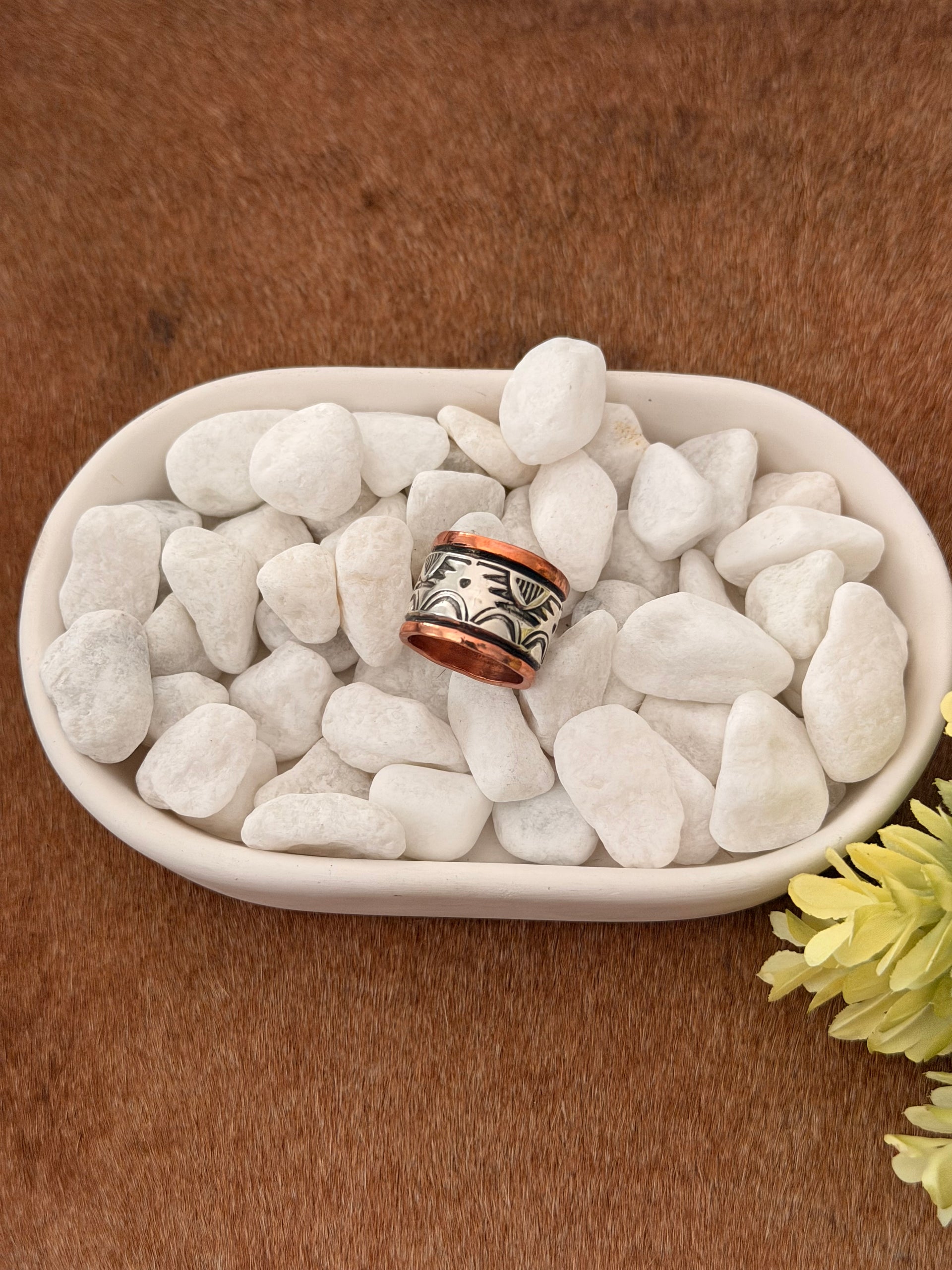 Navajo Made Copper & Sterling Silver Band Ring Size 4.5