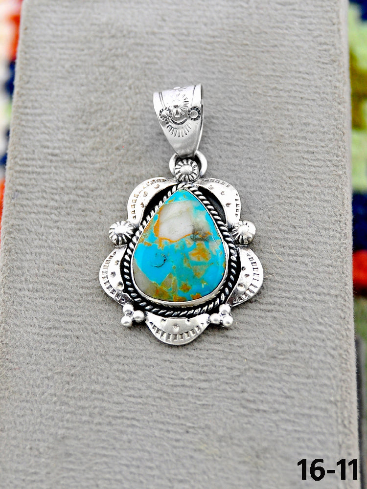 Southwest Handmade Royston Turquoise & Sterling Silver Pendants