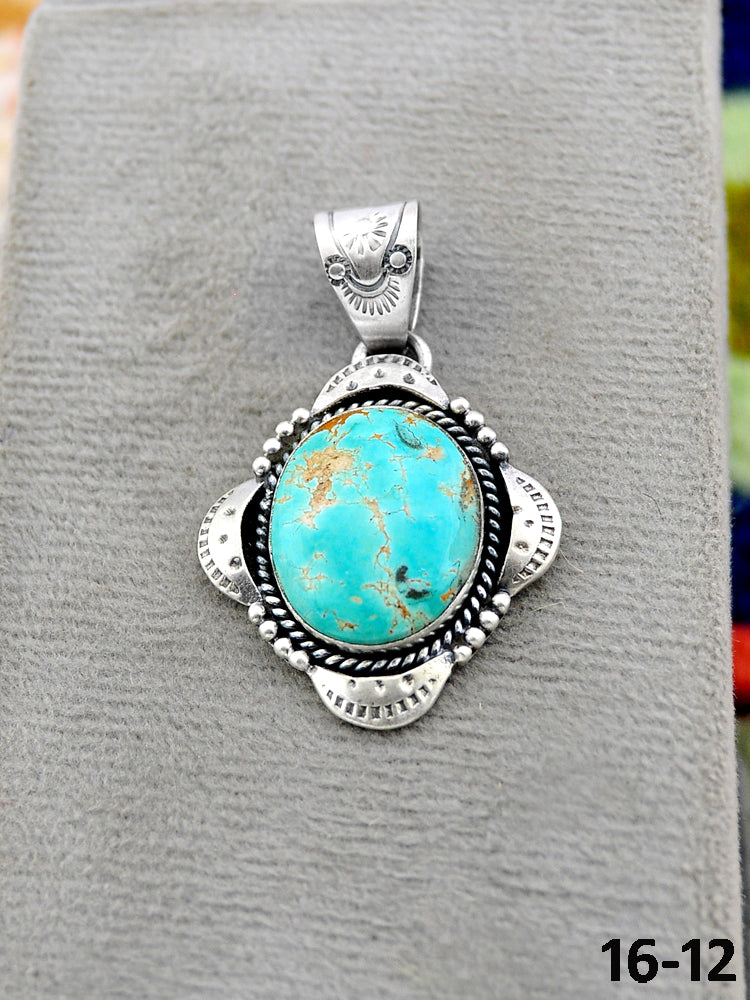 Southwest Handmade Royston Turquoise & Sterling Silver Pendants