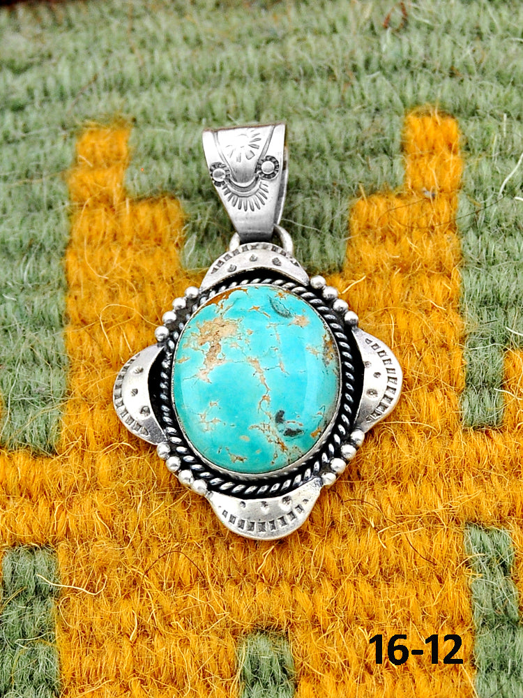 Southwest Handmade Royston Turquoise & Sterling Silver Pendants