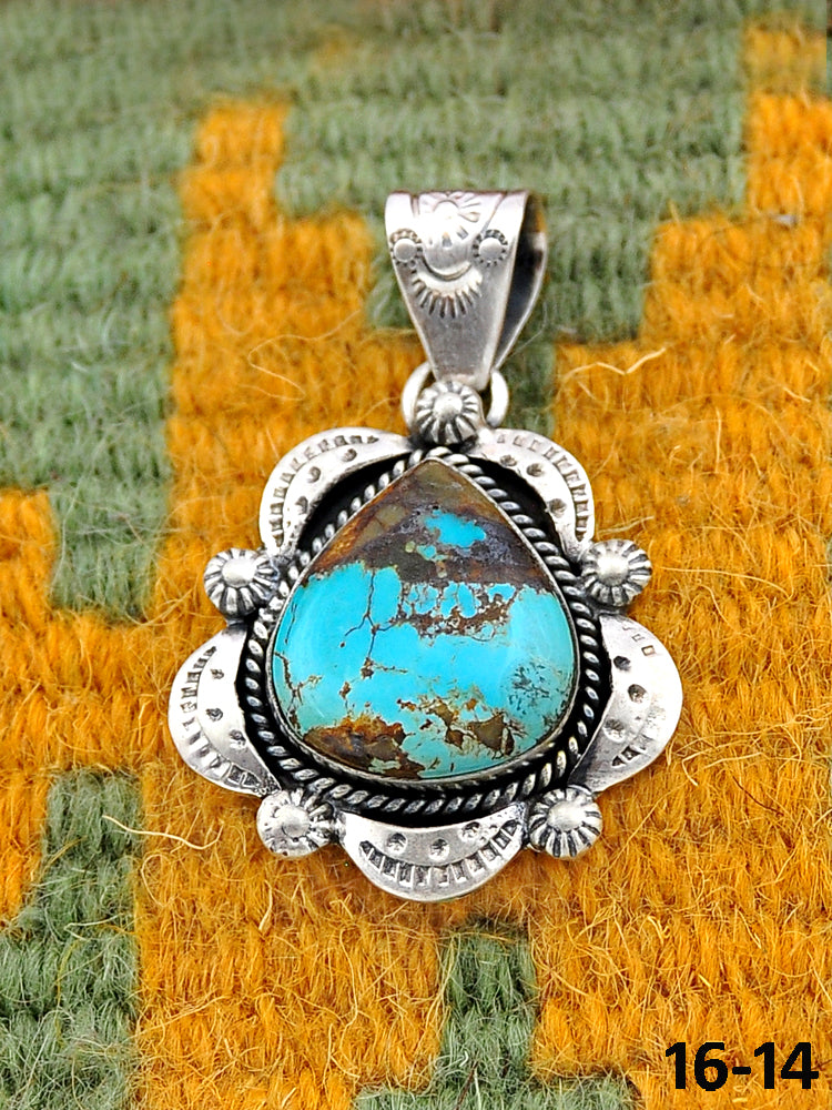 Southwest Handmade Royston Turquoise & Sterling Silver Pendants