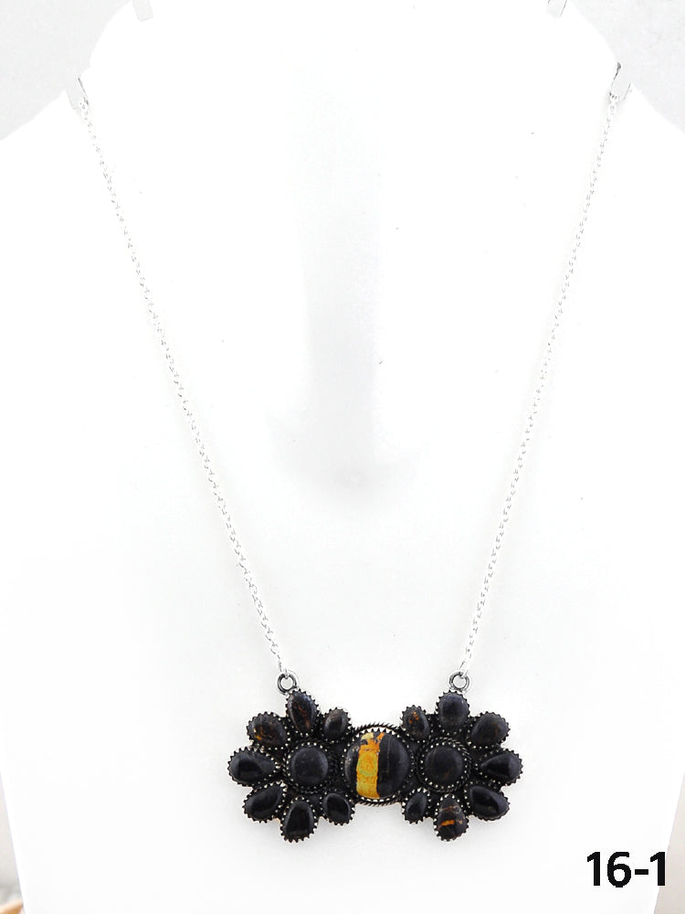 Southwest Handmade Black Jack & Sterling Silver Necklace