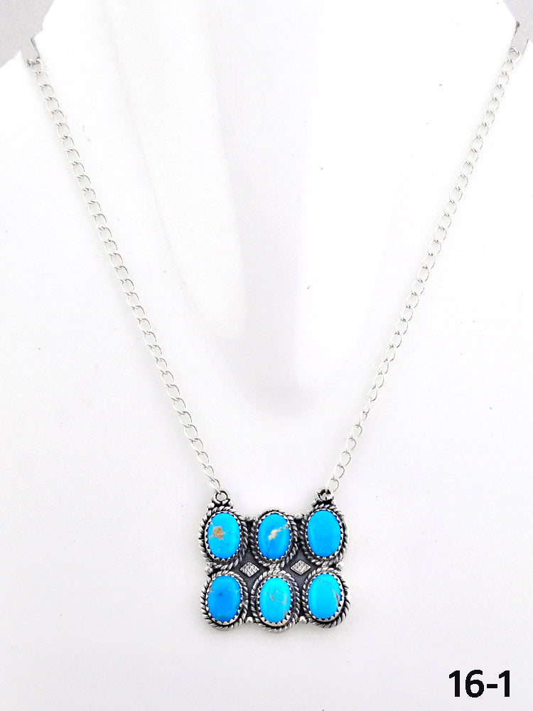 Southwest Made Kingman Turquoise & Sterling Silver Necklace