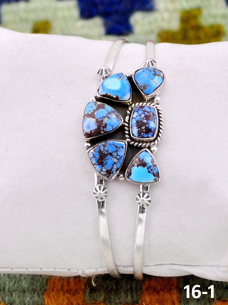 Southwest Handmade Golden Hill’s Turquoise & Sterling Silver Cuff Bracelet