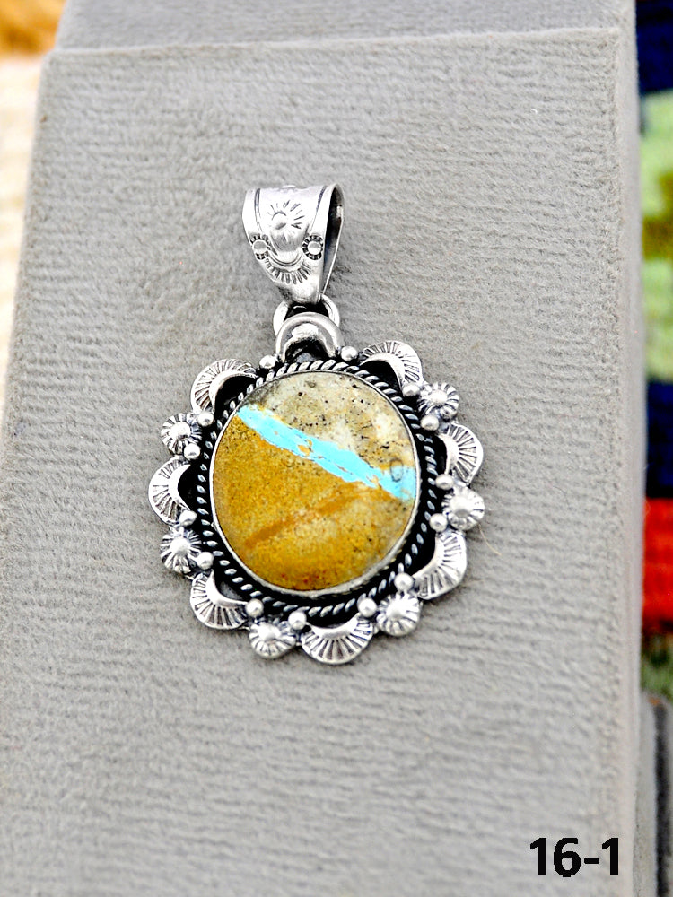 Southwest Handmade Royston Turquoise & Sterling Silver Pendants