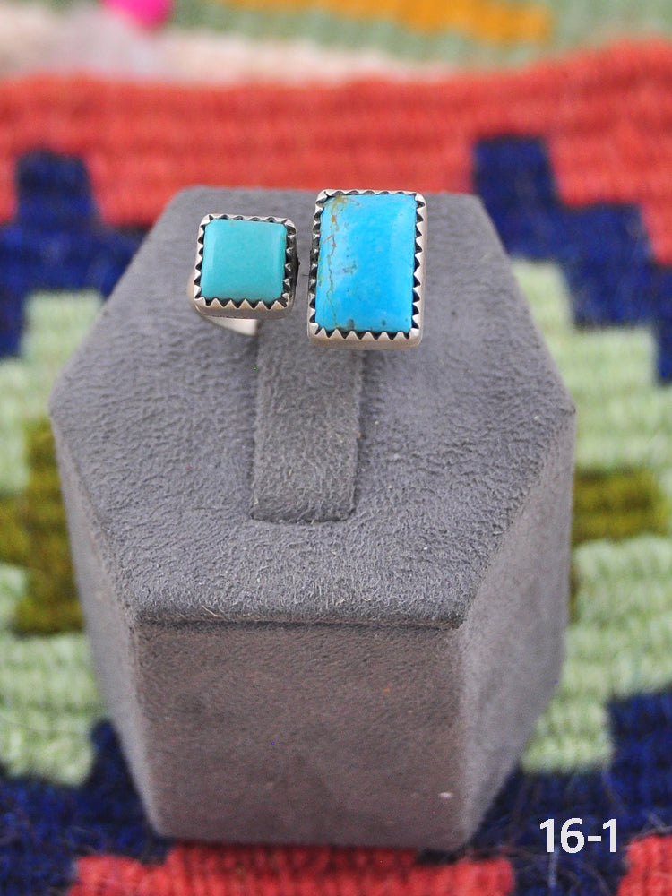 Southwest Made Kingman Turquoise & Sterling Silver Adjustable Ring