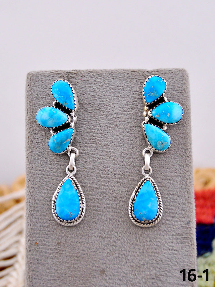 Southwest Handmade White Water Turquoise & Sterling Silver Post Earrings