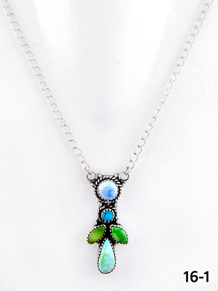 Southwest Made Multi Stone & Sterling Silver Necklace