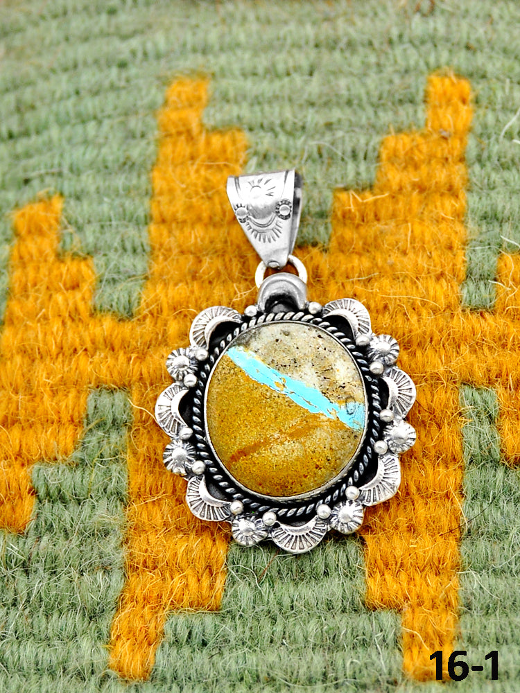 Southwest Handmade Royston Turquoise & Sterling Silver Pendants