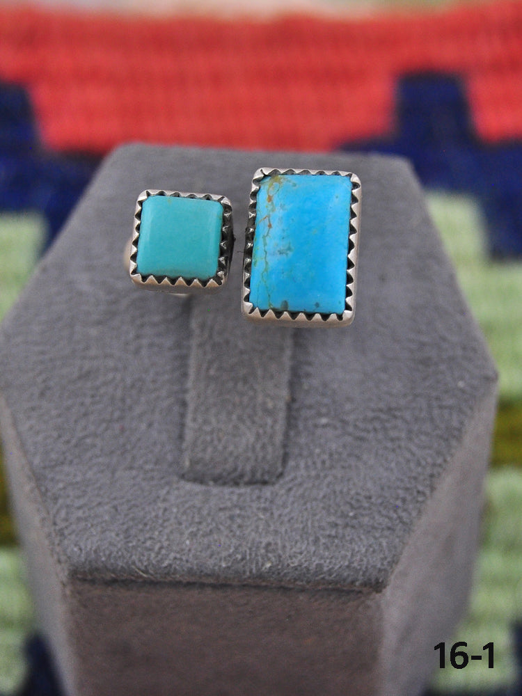 Southwest Made Kingman Turquoise & Sterling Silver Adjustable Ring
