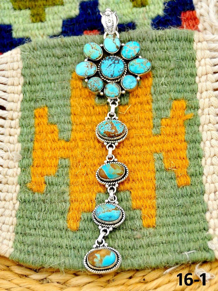 Southwest Handmade #8 Turquoise & Sterling Silver Pendants