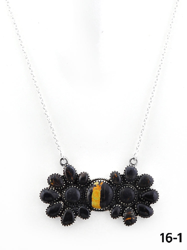 Southwest Handmade Black Jack & Sterling Silver Necklace