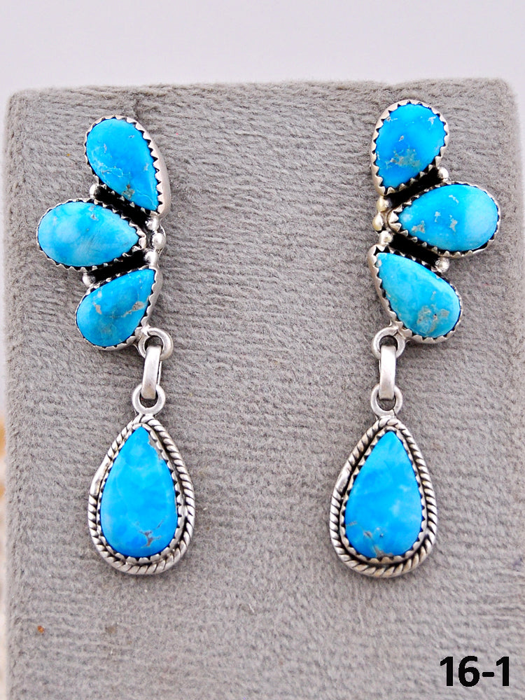 Southwest Handmade White Water Turquoise & Sterling Silver Post Earrings