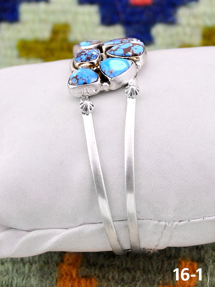 Southwest Handmade Golden Hill’s Turquoise & Sterling Silver Cuff Bracelet