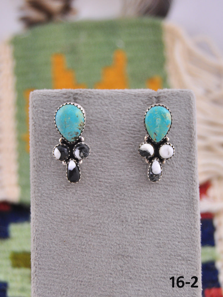 Southwest Made Multi Stone & Sterling Silver Post Earrings