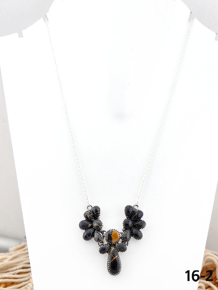 Southwest Handmade Black Jack & Sterling Silver Necklace