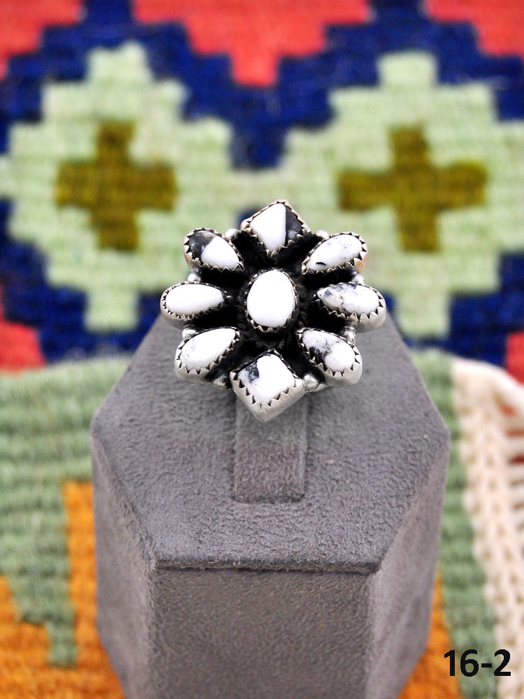 Southwest Made White Buffalo & Sterling Silver Adjustable Ring