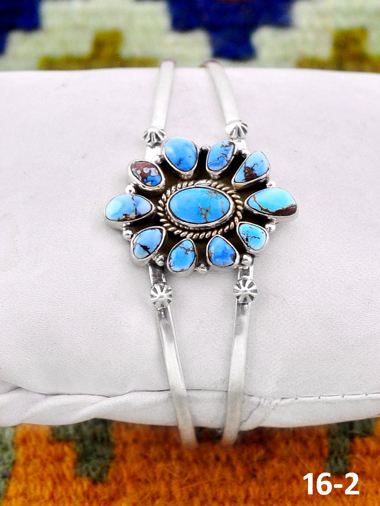 Southwest Handmade Golden Hill’s Turquoise & Sterling Silver Cuff Bracelet
