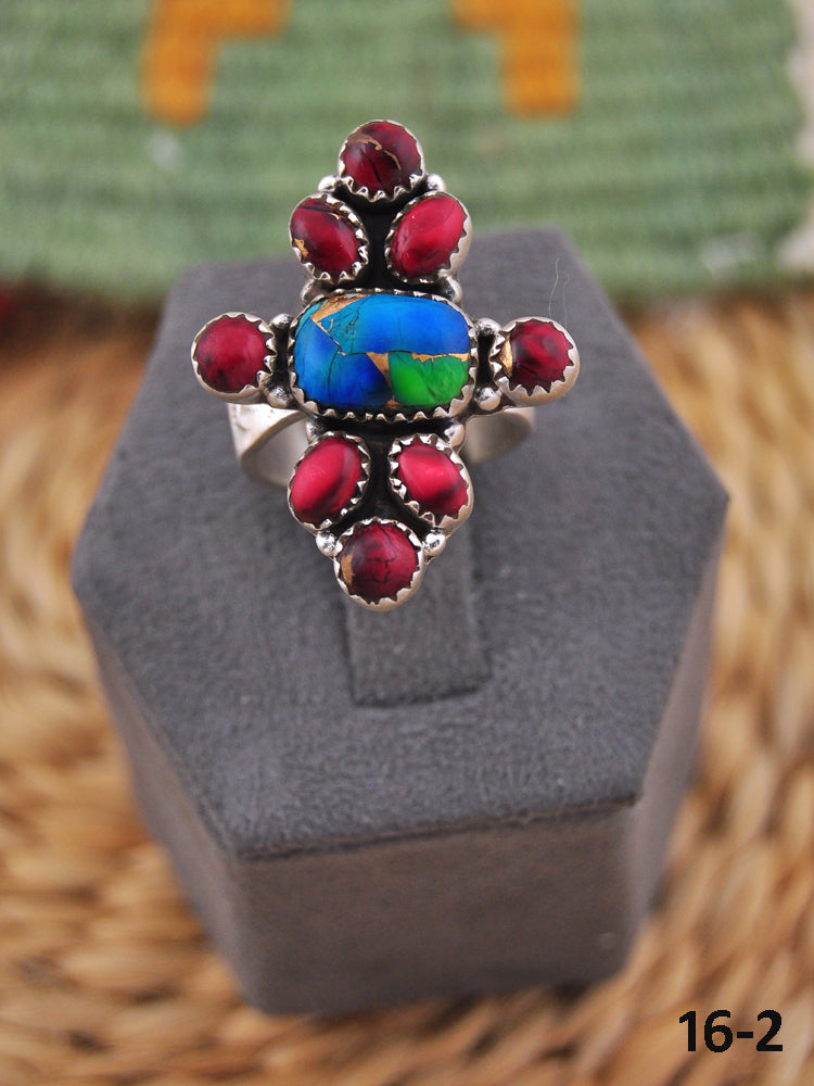 Southwest Handmade Multi Stone & Sterling Silver ñAdjustable Ring
