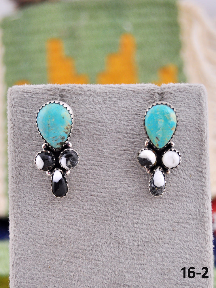 Southwest Made Multi Stone & Sterling Silver Post Earrings