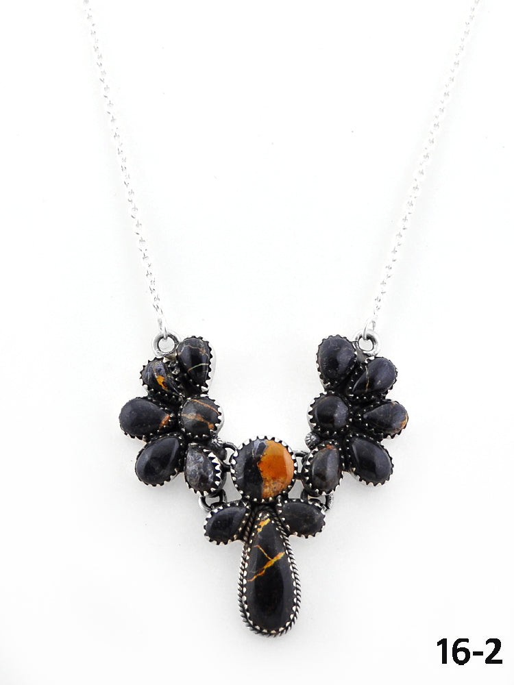 Southwest Handmade Black Jack & Sterling Silver Necklace
